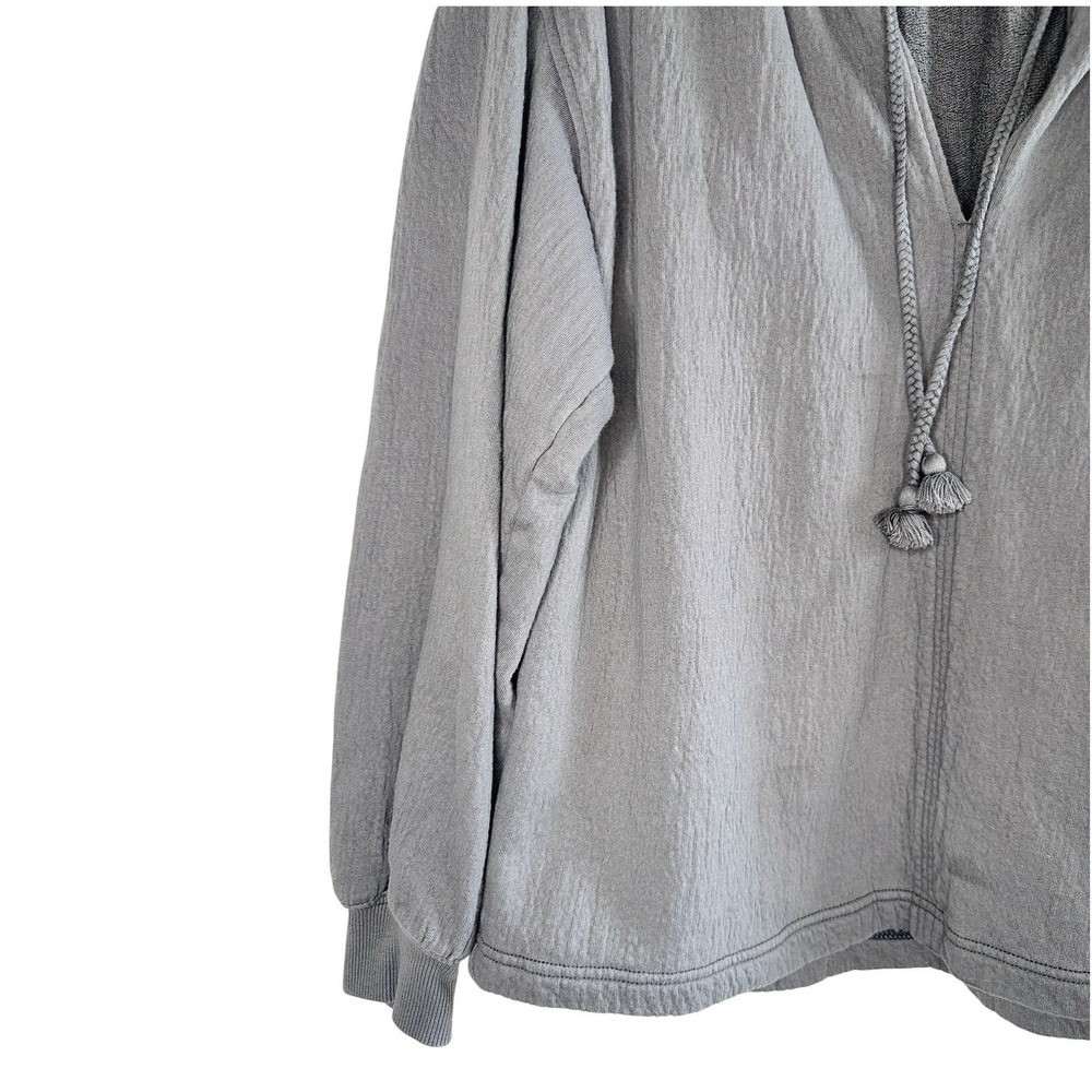 Aerie Easy Street Sweatshirt XS Gray Oversized Slouchy Tunic Tassel Coastal Boho - Picture 6 of 12